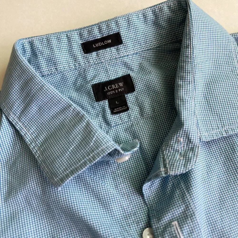 J.Crew Slim-fit Ludlow Premium Cotton Slim Fit Dress Shirt Blue Polka Dot Size L